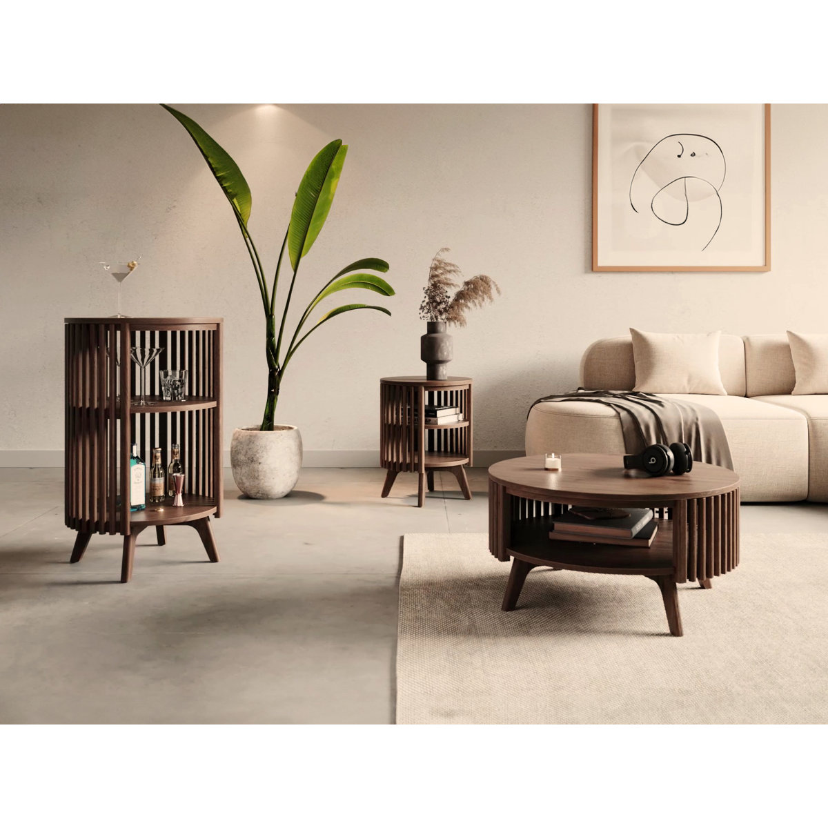 George Oliver Klever Mid Century Modern Coffee Table | Round Wooden ...